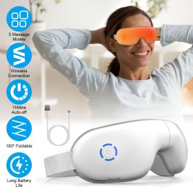 Eye Massager With Heat Music Wireless Eye Mask for Migraines Rechargeable Eye Care Device with Air Pressure Vibration Massage for Men Women Elder