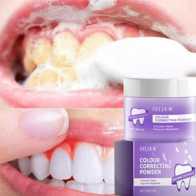 Purple Teeth Whitening Powder Remove Plaque Stains Cleaning Oral Hygiene Bleaching Dental Tools Fresh Breath Brighten Tooth Care (Color: V34 Powder-30g)