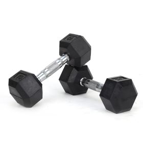 HDRS Rubber Coated Dumbbell with Contoured Chrome Handle (Color: Black, Weights Available: 10LB)